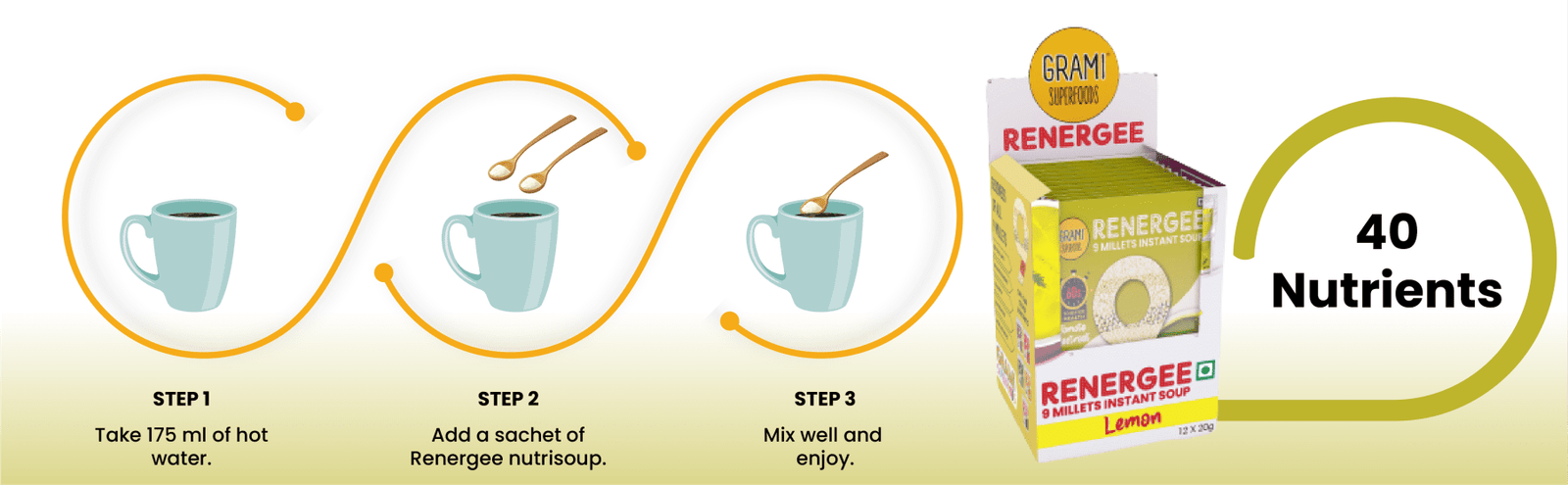 Gluten-free millet lemon soup ready to eat