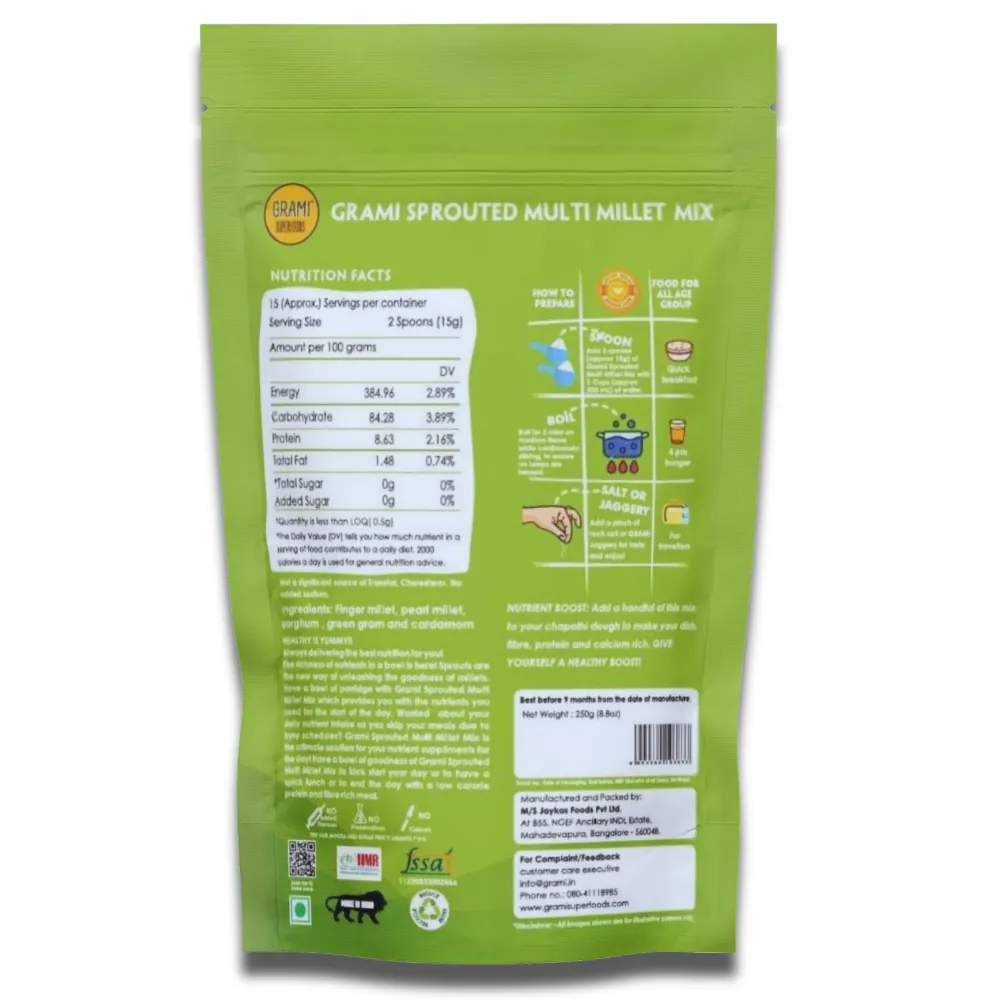 Grami sprouted millet mix back mock up